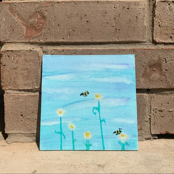 Bee with flower acrylic small portrait - Picture 2 of 3